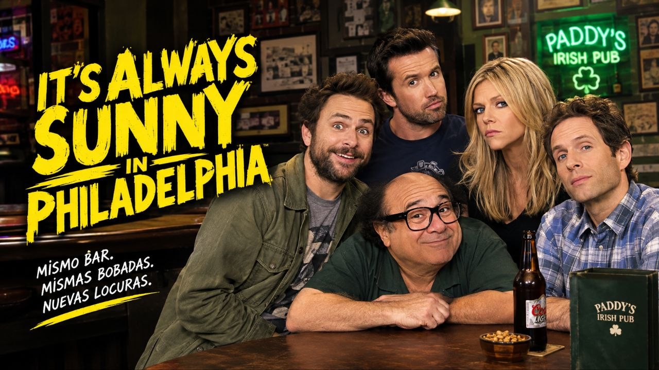 El elenco principal de It's Always Sunny in Philadelphia en una imagen promocional de la temporada 18.