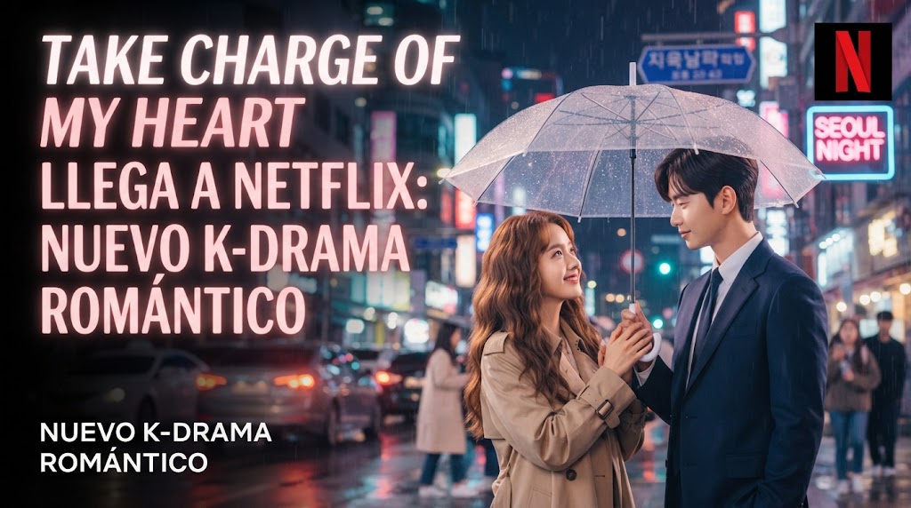 Kim Young-kwang y Chae Soo-bin en una ilustración editorial romántica inspirada en Take Charge of My Heart.